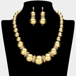 Gold Chunky Freshwater Pearl Statement Necklace